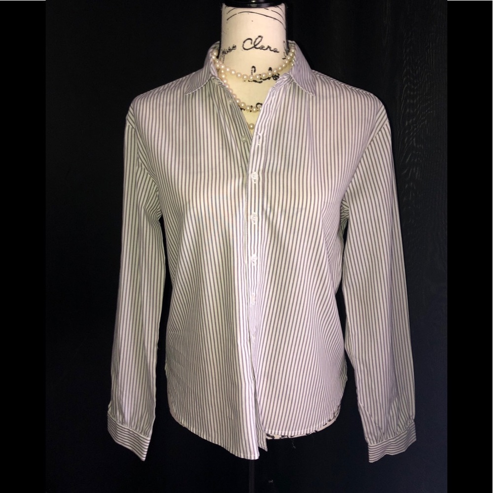 NWT Blue and white striped button down blouse